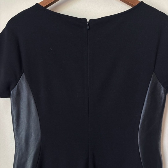 Lafayette 148 Leather Panel Dress 6 Ponte Knit Black - Picture 6 of 10